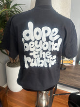 Load image into Gallery viewer, Dope beyond the rubric® - pocket-design tee with art on front and back.
